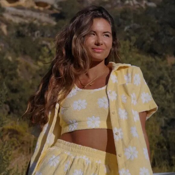 Yllw the Label Salty Terry Three-Piece Set in Oops-A-Daisy Print - Picture 1 of 9